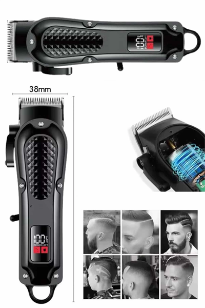 Dijital Profesyonel Kablosuz Saç Sakal Tıraş Makinası Sessiz Paslanmaz Çelik