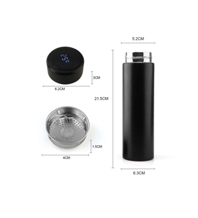 Dijital Sıcaklık Göstergeli Renkli Çelik Termos - 500 Ml Bx40