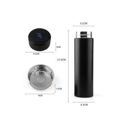 Dijital Sıcaklık Göstergeli Renkli Çelik Termos - 500 ML (3936)