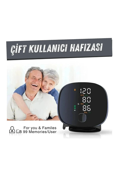Dijital Türkçe Bilekten Tansiyon Ölçme Aleti Otomatik Tansiyon Ölçer Renkli Akıllı LCD Sesli Uyarı