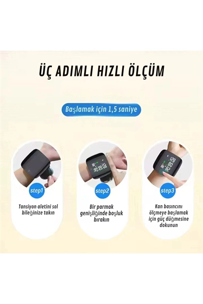 Dijital Türkçe Konuşan Bilekten Tam Otomatik Tansiyon Ölçme Aleti Renkli Akıllı LCD Sesli Uyarı