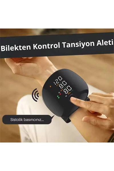 Dijital Türkçe Konuşan Bilekten Tam Otomatik Tansiyon Ölçme Aleti Renkli Akıllı LCD Sesli Uyarı