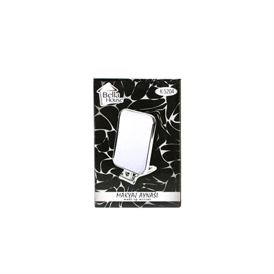 Dikdörtgen - Gümüş 15x11.5cm Makyaj Aynası Çift Taraflı Katlanır Ayaklı Bx40