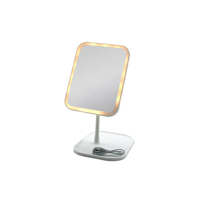 LED Işıklı Makyaj Aynası 7 Inç USB Şarjlı 90 Derece Açılı Masaüstü Dikdörtgen BX-316840