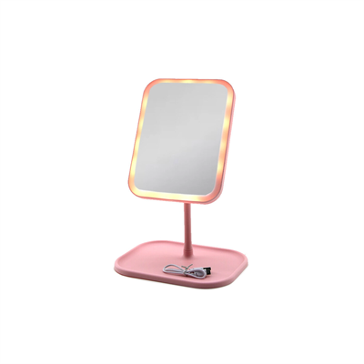LED Işıklı Makyaj Aynası 7 Inç USB Şarjlı 90 Derece Açılı Masaüstü Dikdörtgen BX-316840