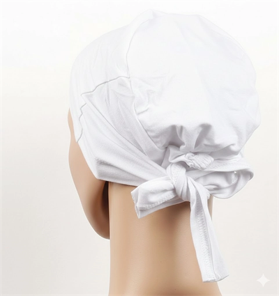 Dikişsiz Bağlamalı Tesettür Bone - Bağlamalı Bandana Beyaz