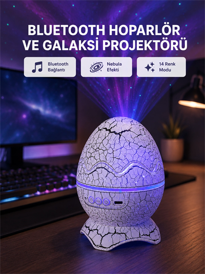 Dinozor Yumurta Gece Lambası Projektör – 14 Renk Seçeneği