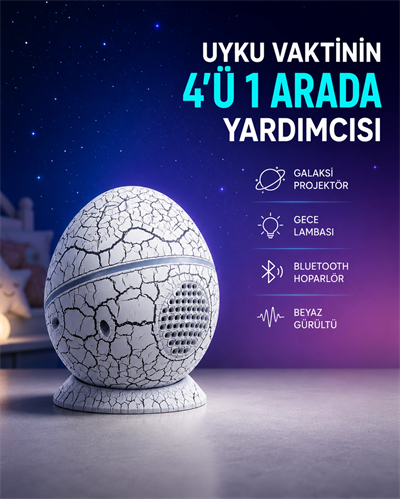 Dinozor Yumurtası Tasarımlı Gece Lambası – Müzik ve Işık Senkronizasyonlu