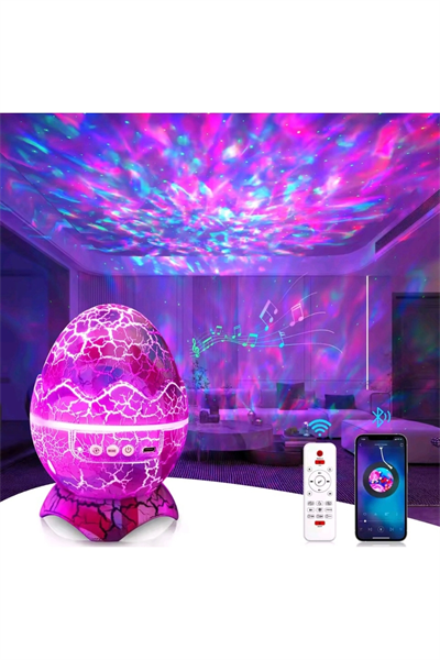 Dinozor tasarımlı bluetooth hoparlör gece lambası galaxy led projektör çok renkli 2 saat