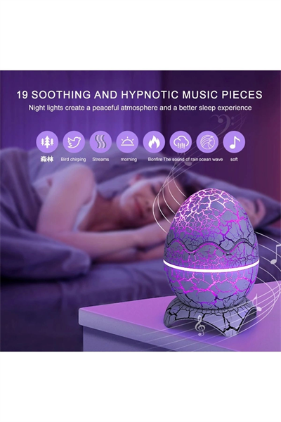 Dinozor temalı bluetooth hoparlörlü şarjlı masa gece lambası taş materyal 15x15 çok renkli