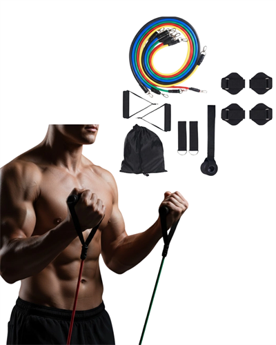 Direnç Seviyeli Pilates ve Fitness Egzersiz Bandı Seti Kapı Askılı