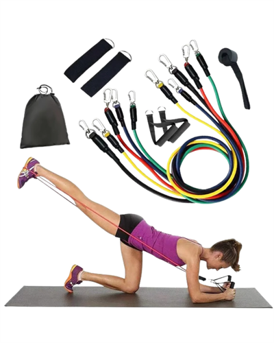 Direnç Seviyeli Pilates ve Fitness Egzersiz Bandı Seti Kapı Askılı