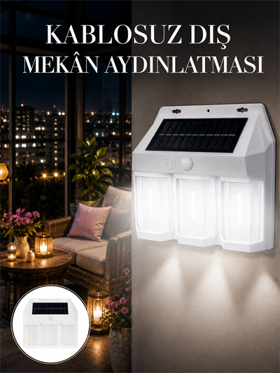 Dış Mekan Solar Duvar Lambası – 120° Hareket Algılama, 3 Işık Modu Yeni Nesil