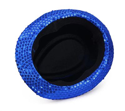 Disko  Mavi Payetli Fötr Şapka Yetişkin Boy