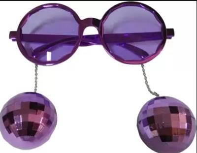 Disko Toplu Küpeli Parti Gözlüğü Mor Renk 15x16 cm (3936)