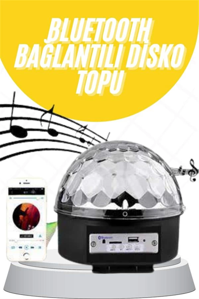Disko Topu Renkli Işıklı Lazer Parti Bluetooth Bağlantılı Led Küre
