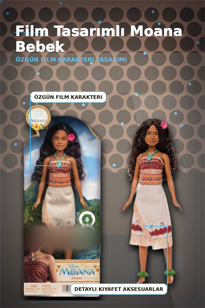 Disney Moana Live Action Film Karakteri 32 cm Bebek Oyuncak, 3-6 Yas Cocuk Hediyesi BX-313367
