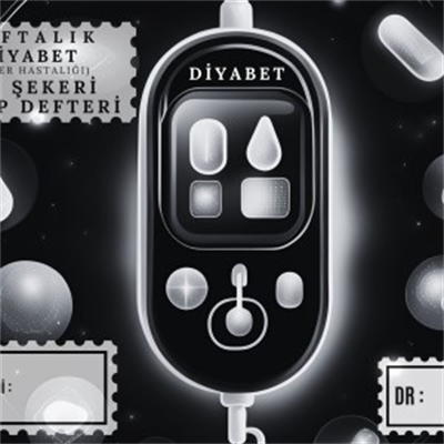 Diyabet Ölçüm Takip Çizelgesi Defteri A Kalite Özel Tasarım 3 Aylık A5 Siyah-beyaz