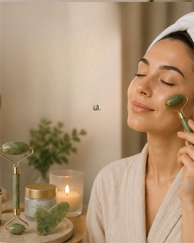 Doğal Jade Stone Yüz Masaj Seti Cilt Bakım ve Rahatlatıcı Bakım