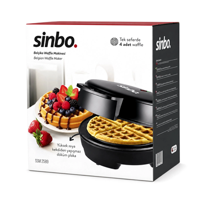 Döküm  Belçika Waffle Makinesi  Elektrikli   4 Waffle   Yapışmaz Yüzey   1000w  Ssm-2589 Bx40