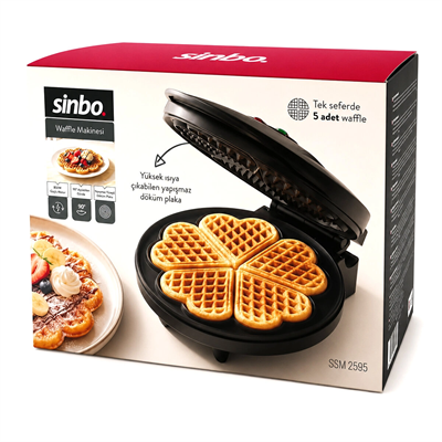 Döküm Belçika Waffle Makinesi Elektrikli 5 Waffle Yapışmaz Yüzey 850w Ssm-2595 Bx40