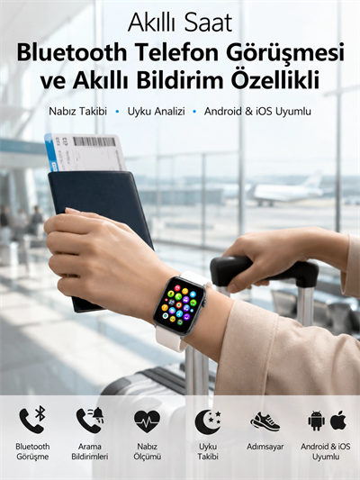 Dokunmatik Ekranı, Bluetooth Görüşme Desteği ve Akıllı Bildirim Özellikleriyle Teknolojiyi Bileğinize Taşıyan Akıllı Saat