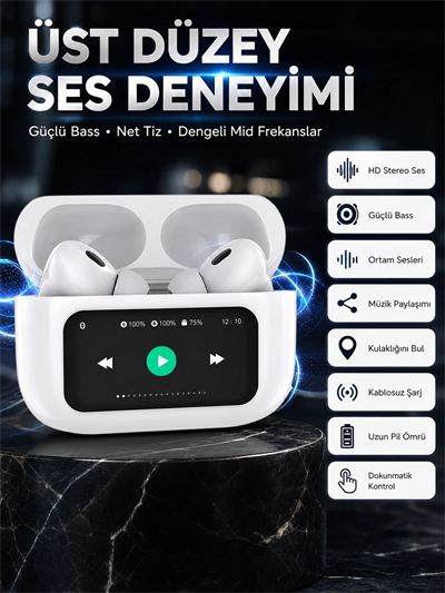 Dokunmatik Ekranlı Bluetooth Kulaklık TWS İOS Android Tüm Telefonlara Uyumlu Kulaklık Yeni Nesil