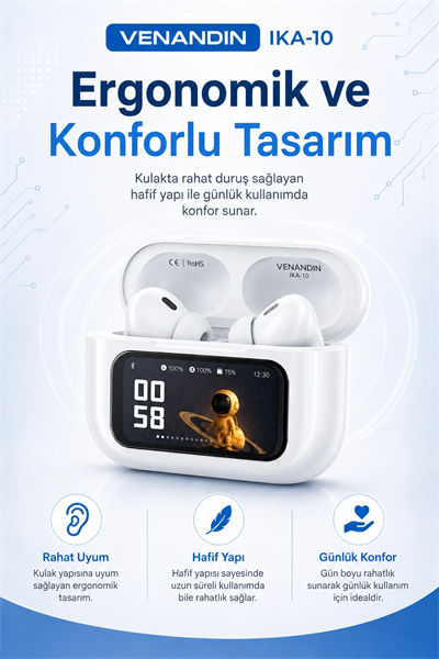 Dokunmatik Ekranlı Şarj Kutulu Kablosuz Kulak İçi Kulaklık Uzun Pil Ömürlü Model