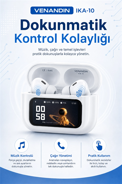 Dokunmatik Ekranlı Şarj Kutulu Kablosuz Kulak İçi Kulaklık Uzun Pil Ömürlü Model