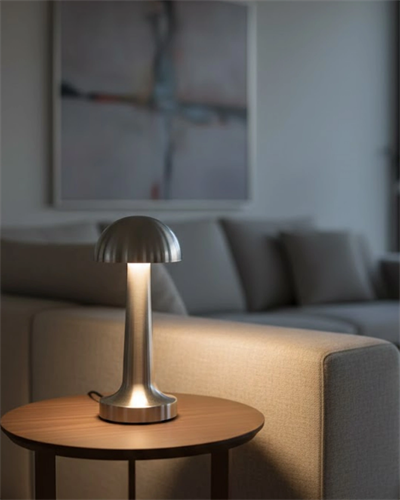 Dokunmatik Mantar Masa Lambası 3 Modlu Işık Şarjlı Kablosuz LED Krom Gövde