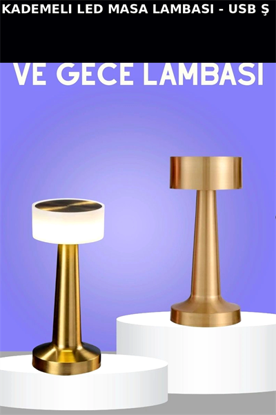 Dokunmatik Metal Gövdeli 3 Kademeli LED Masa Lambası - USB Şarjlı Tekli Paket BX-313301