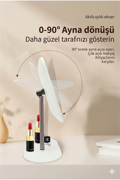 Dokunmatik led ışıklı makyaj aynası dikdörtgen 3 renk ışık LED MASA AYNASI