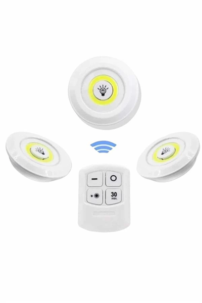 Dolap Işığı Mutfak Rafı Işığı Uzaktan Kumandalı 3 Lü Spot Led Lamba