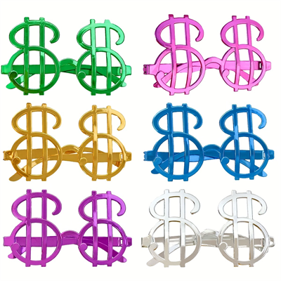 Dolar Şekilli Metalize Parti Gözlüğü 6 Adet Bx40