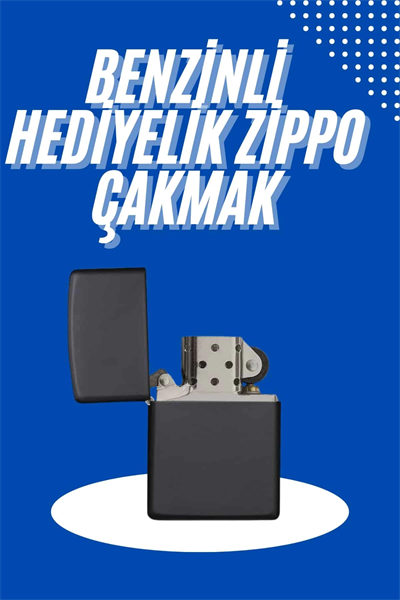 Doldurulabilir Siyah Benzinli Çakmak Metalik