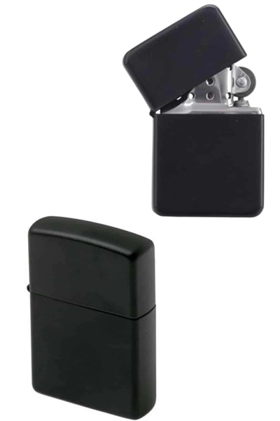 Doldurulabilir Siyah Benzinli Çakmak Metalik