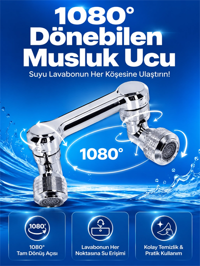 Döndürülebilir Musluk Mutfak Banyo Musluk Ucu Başlığı 4 Filtreli