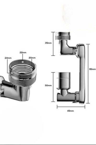 Dönen Musluk Başlığı 1080 Derece Ayarlanabilir Filtreli Sprey Uç