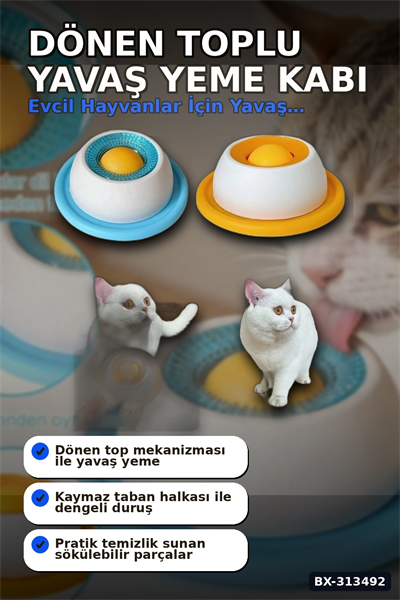 Dönen Toplu 15 cm Yavaş Yeme Kabı - Sıvı Mama ve Ödül İçin, Kedi Köpek Aksesuarı BX-313492