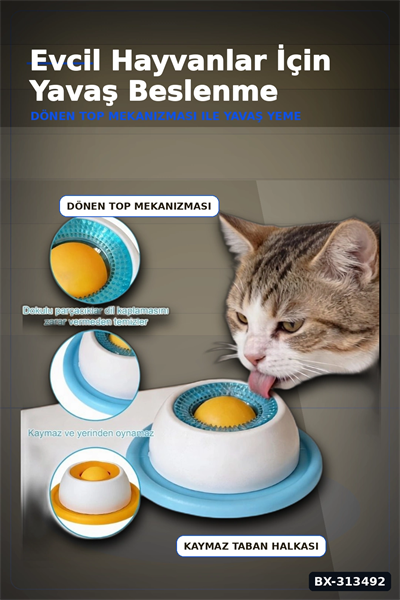 Dönen Toplu 15 cm Yavaş Yeme Kabı - Sıvı Mama ve Ödül İçin, Kedi Köpek Aksesuarı BX-313492
