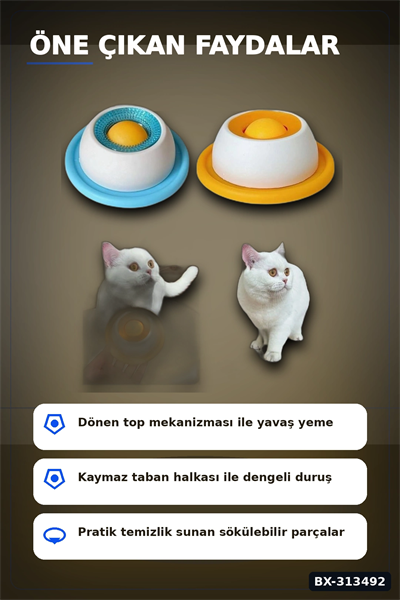 Dönen Toplu 15 cm Yavaş Yeme Kabı - Sıvı Mama ve Ödül İçin, Kedi Köpek Aksesuarı BX-313492