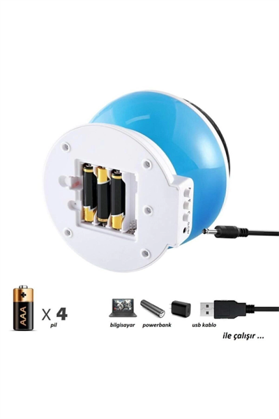 Dönen projeksiyon ışıklı yıldızlar gece lambası mavi renk pilli E10 duy 34x48 compact