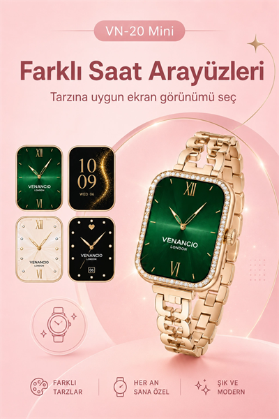 Dört Kordon Seçenekli Mini Akıllı Saat Bildirim Ve Spor Takip Özellikli Kullanım Seti