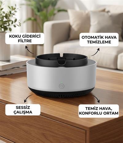 Dumanı İçine Çeken Akıllı Kül Tablası – Kokusuz, Filtreli ve Otomatik Duman Emici Küllük (3936)