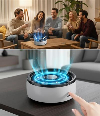 Dumanı İçine Çeken Akıllı Kül Tablası – Kokusuz, Filtreli ve Otomatik Duman Emici Küllük (3936)