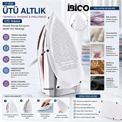 Durable Nonstick Ütü Altlık Yanmaz - Yapışmaz - Parlatmaz Ütü Tabanı Bx40