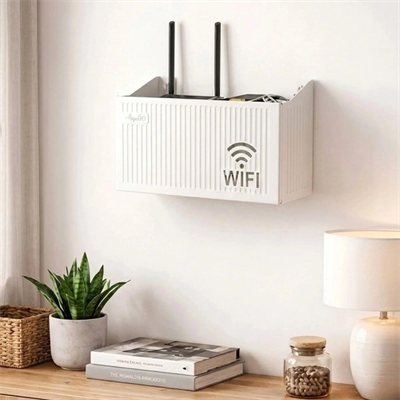 Duvar Tipi Wi-fi Modem Saklama Kutusu(beyaz) – Kablo Düzenleyici Router Raf Organizer Bx40
