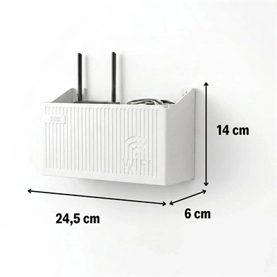 Duvar Tipi Wi-fi Modem Saklama Kutusu(beyaz) – Kablo Düzenleyici Router Raf Organizer Bx40