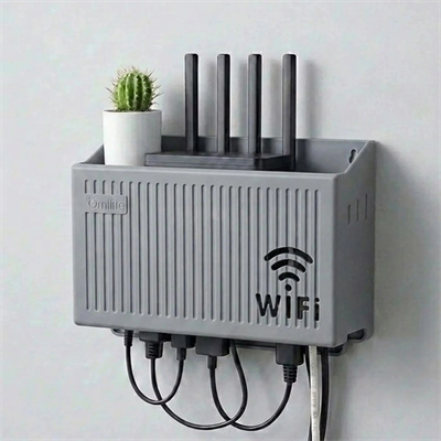 Duvar Tipi Wi-fi Modem Saklama Kutusu(gri) – Kablo Düzenleyici Router Raf Organizer Bx40