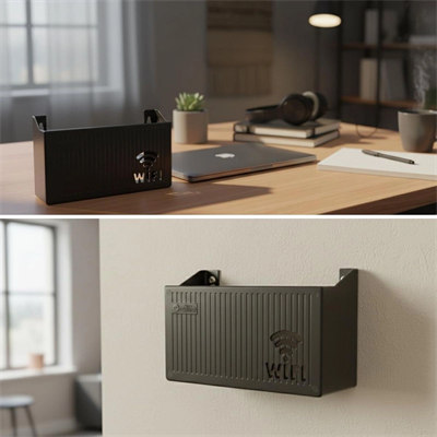 Duvar Tipi Wi-fi Modem Saklama Kutusu(siyah) – Kablo Düzenleyici Router Raf Organizer Bx40
